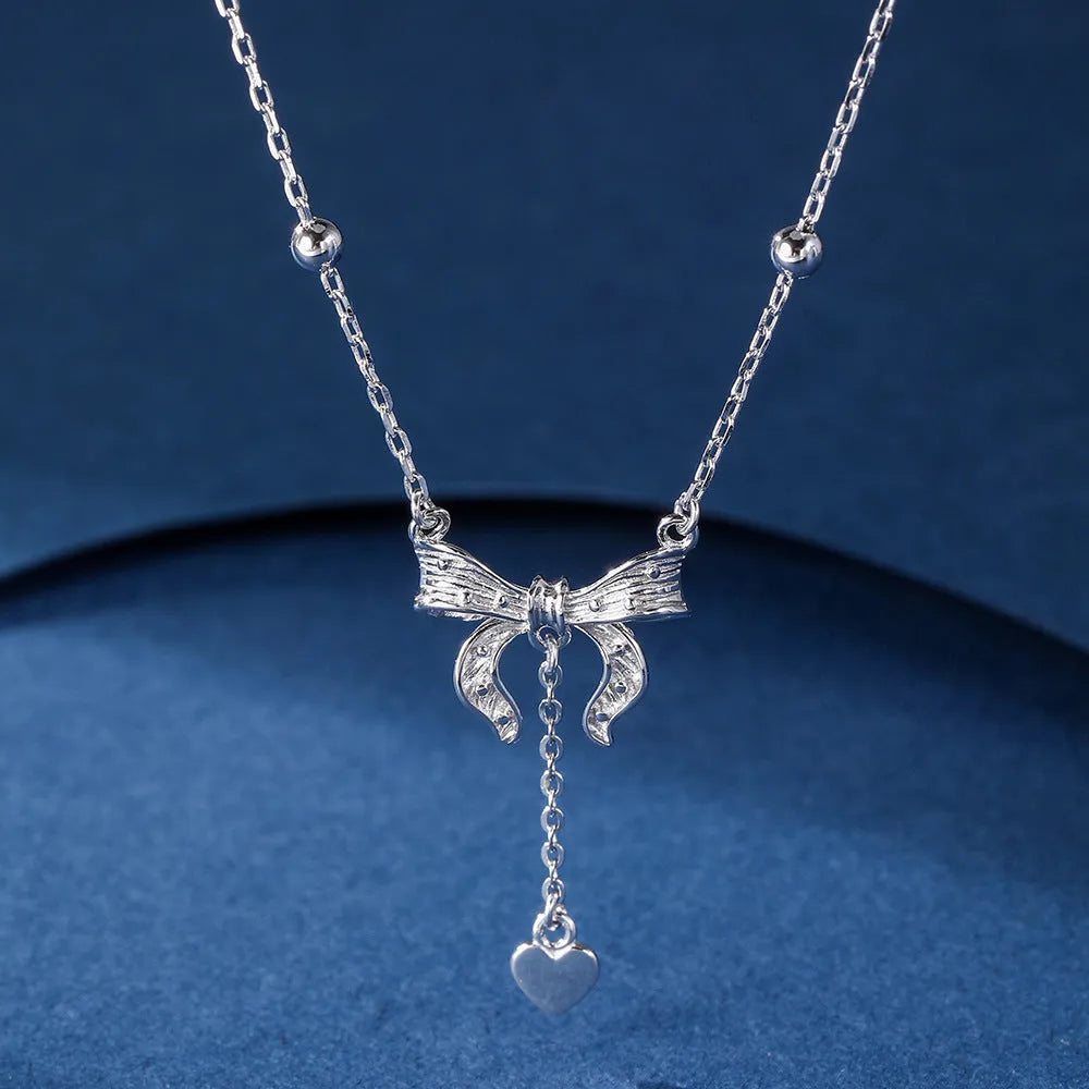 S925 pure silver butterfly heart clavicle chain necklace with adjustable 40-45 cm length