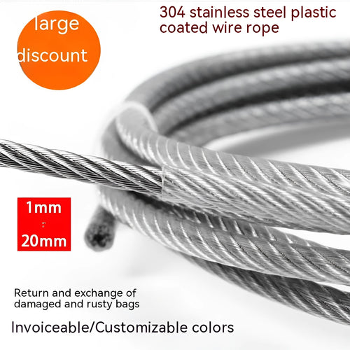 304 stainless steel invisible anti-theft security cable showing double twist construction and coated finish