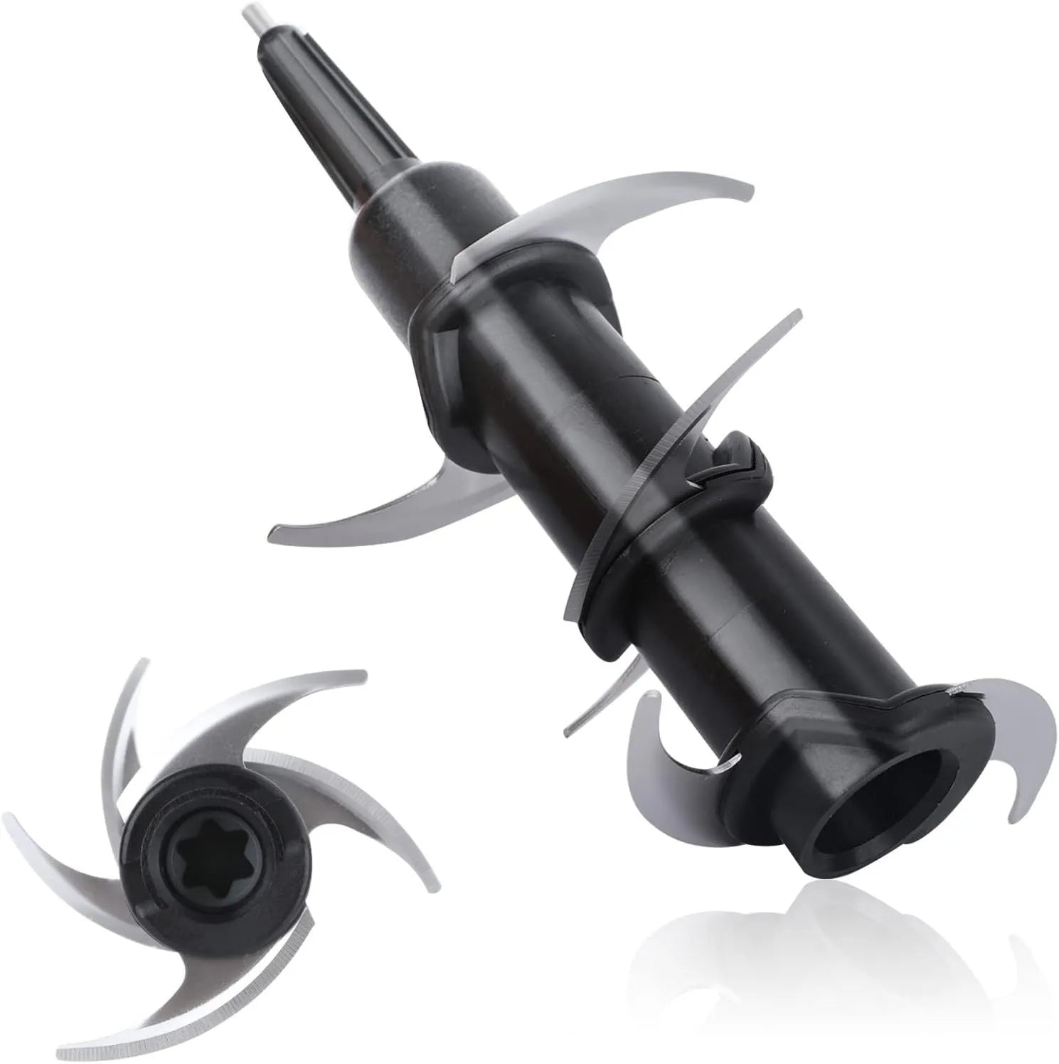304 stainless steel replacement juicer blade set and knife seat accessory for six-stack models.