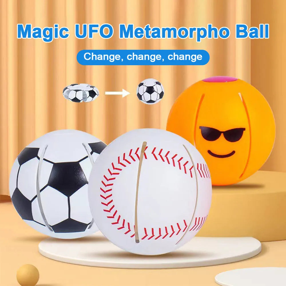 9cm diameter magic flying disc dog toy showing ball and disc transformation modes
