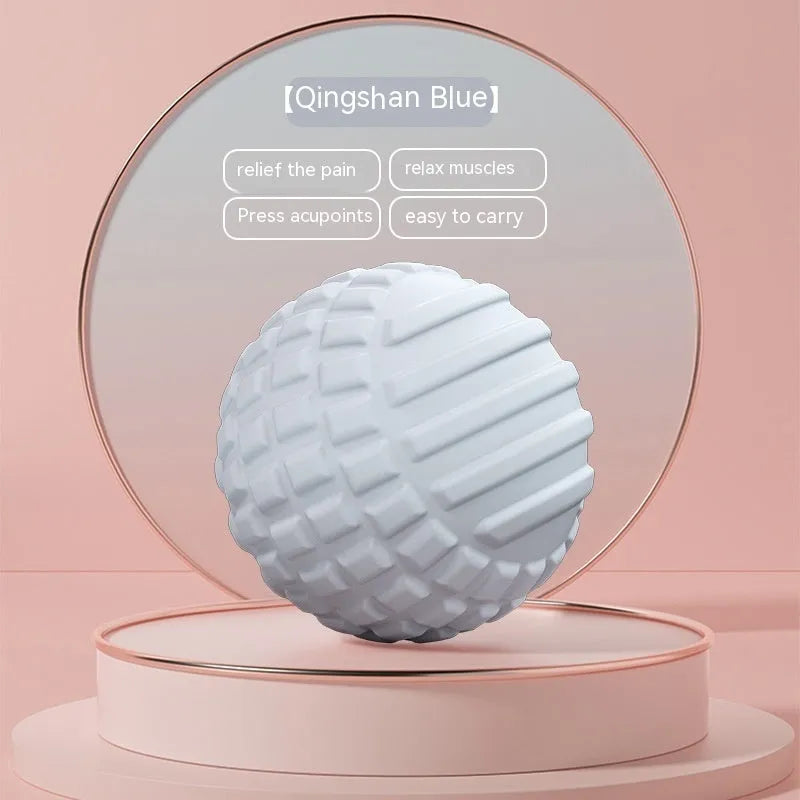 A 6cm diameter blue TPR foot massage ball on a plain background.