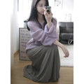 Purple women's blouse with hollow out design and princess sleeves in ice silk fabric
