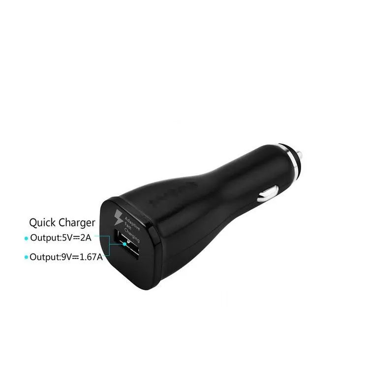 White single-port QC30 fast USB car charger for smartphones with compact design