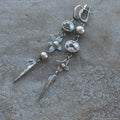 Hesheng geometric antique silver rhinestone drop pendant earrings pair