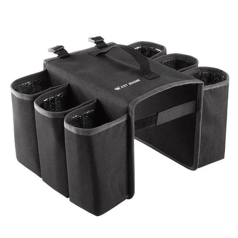 Bicycle double-sided beverage anti-scratch shelf bag in black or blue orange colour