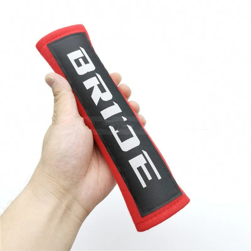 Black, blue and red cotton sponge cloth car safety belt shoulder pads with embroidery weaving