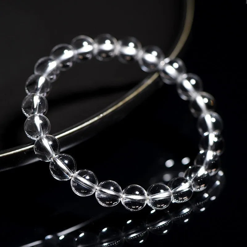 Old mine white crystal bead bracelet with natural Donghai materials in geometric design