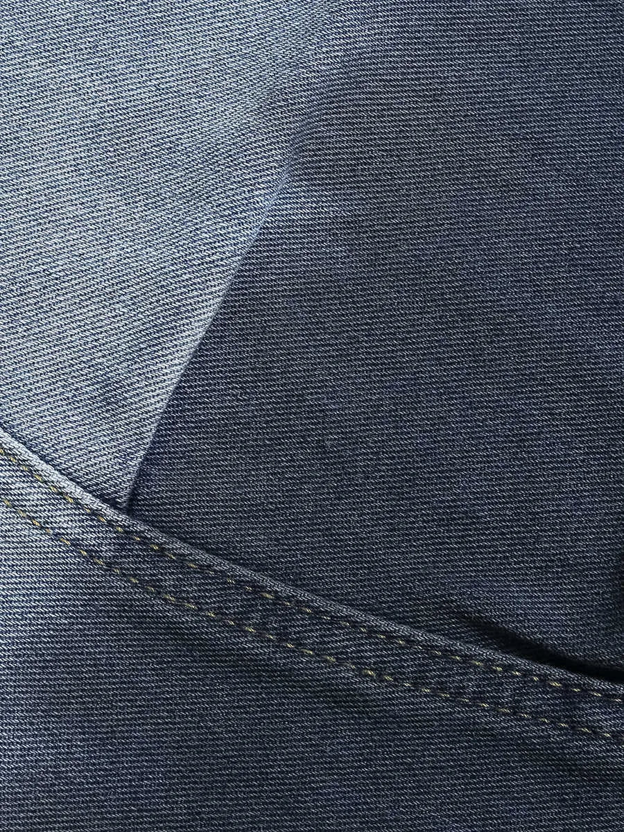 Blue tie-dye gradient cropped jeans with washed-out finish and loose fit