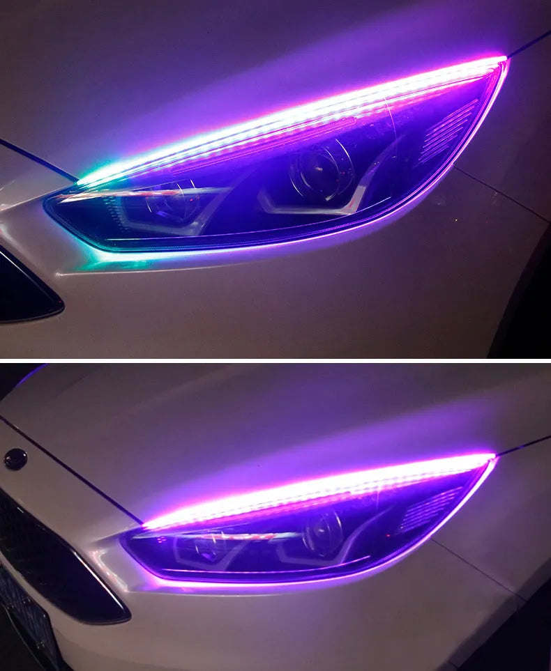Universal remote control LED daytime running lights with RGB colour changing in three size options