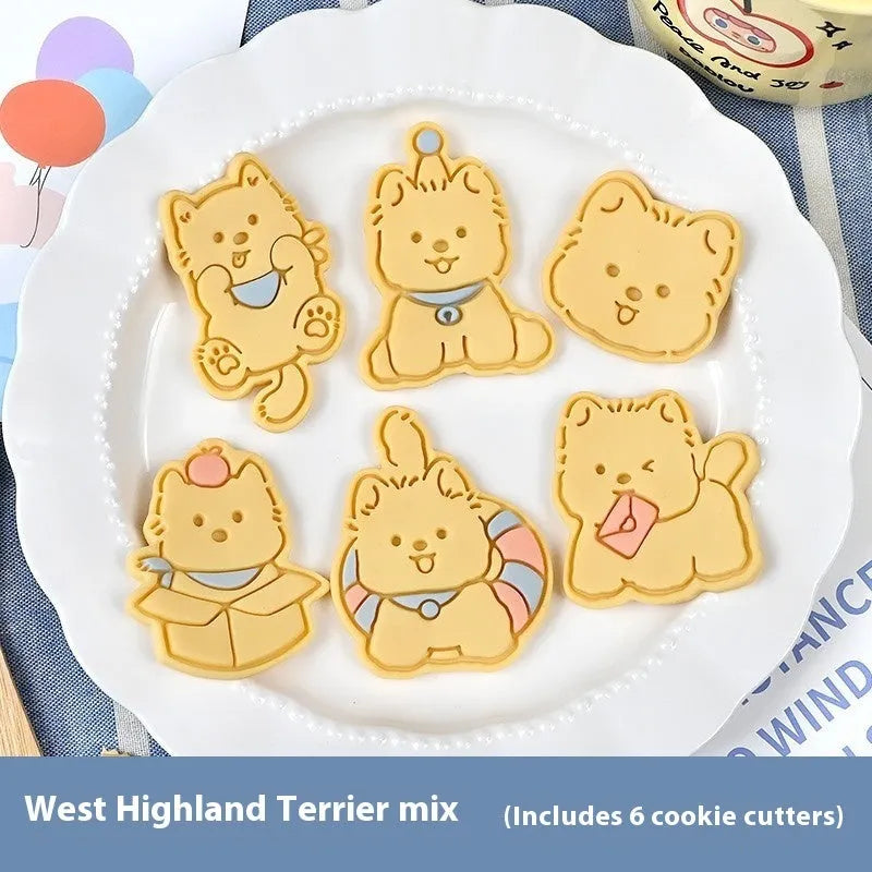 3D plastic puppy cartoon biscuit mould with seven design options