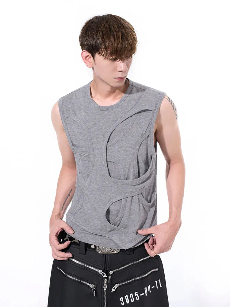 Men's solid colour lyocell vest with round neck tank top design in black and grey options