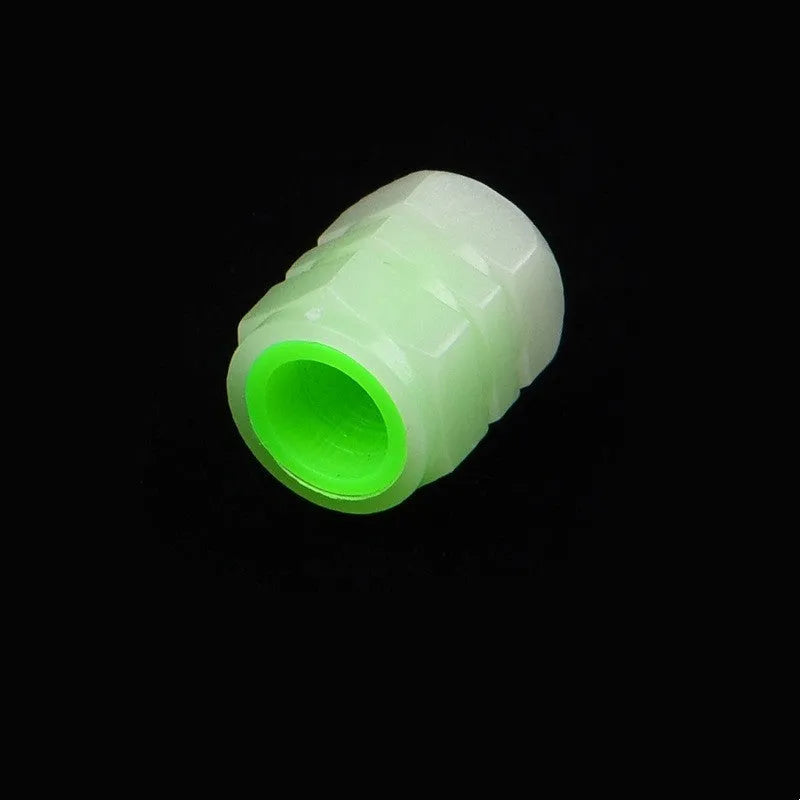Rubber luminous valve caps for car tyres in 4 or 8 piece sets, 16mm by 12mm size