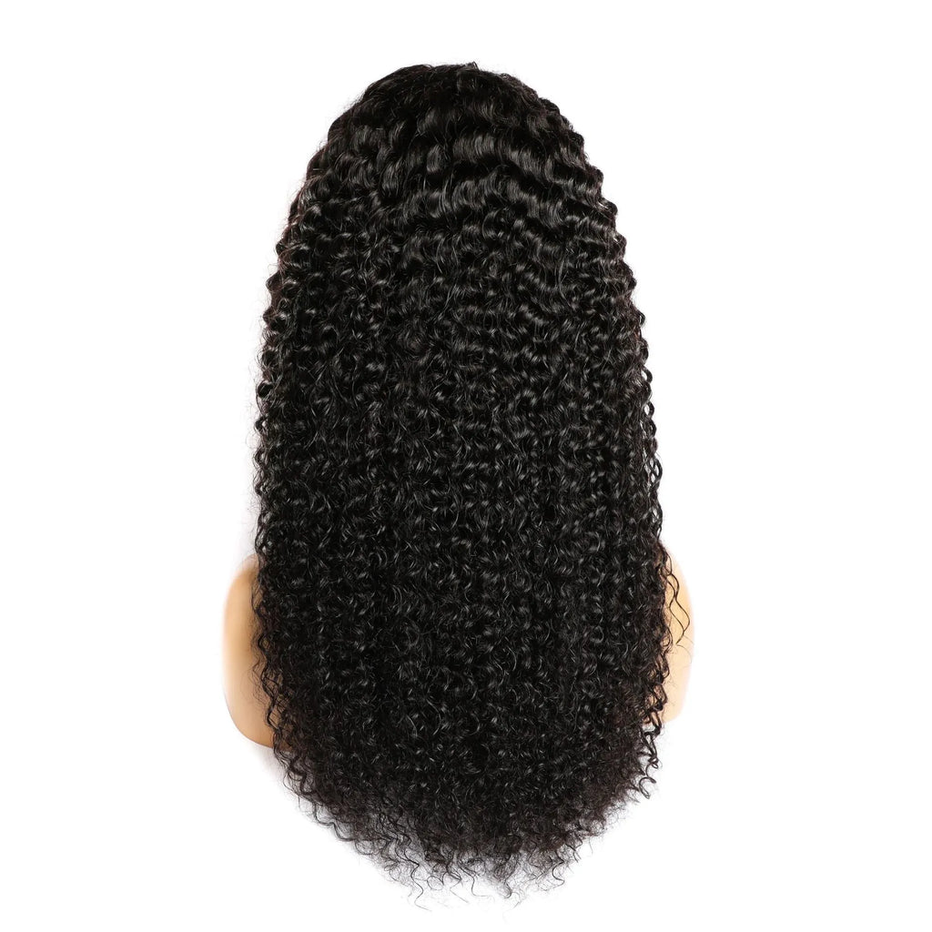 Curly human hair lace front wig showing natural hairline and defined curls