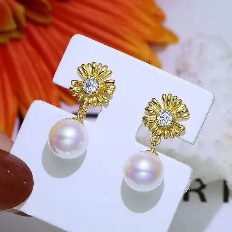 S925 sterling silver baroque earring holder with floral design and included earrings