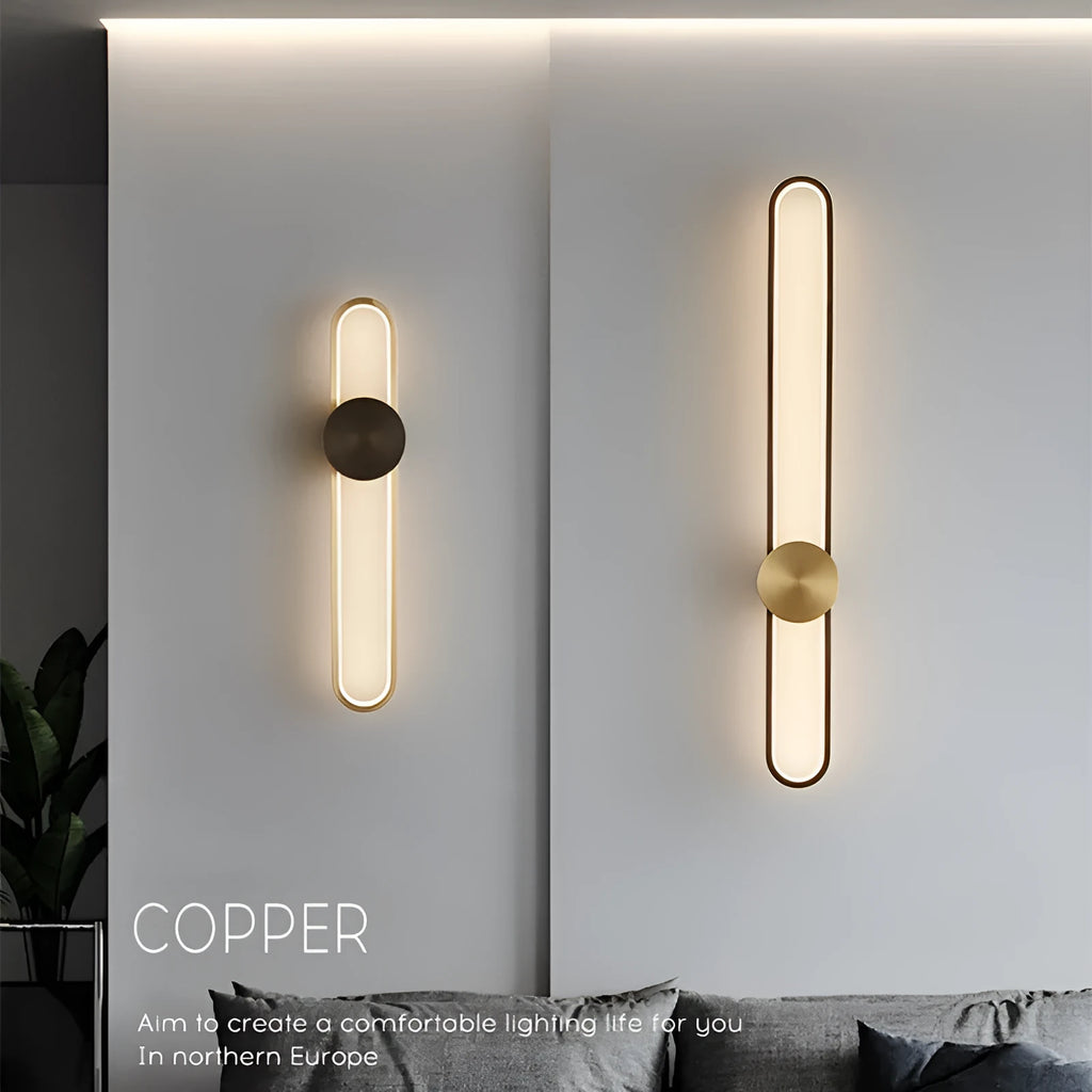 Round 60cm iron wall lamp in minimalist design with warm LED light