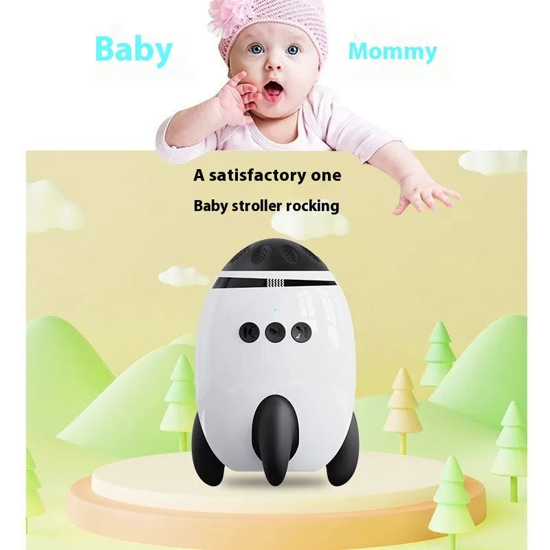 White ABS plastic baby stroller shaking device with automatic motion and Bluetooth connectivity