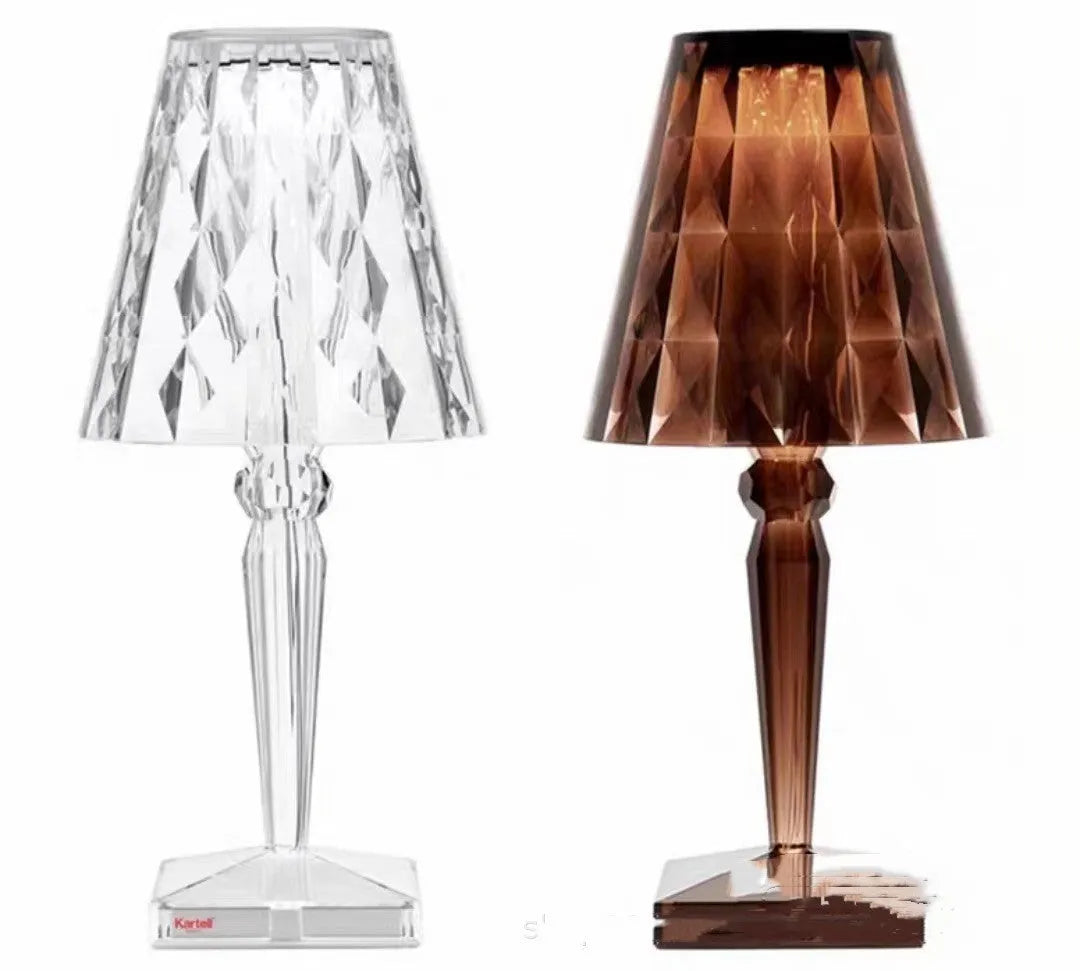 Rose gold-plated portable rechargeable touch night light on a surface