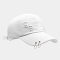 Men's adjustable denim peaked cap in street style with dome crown