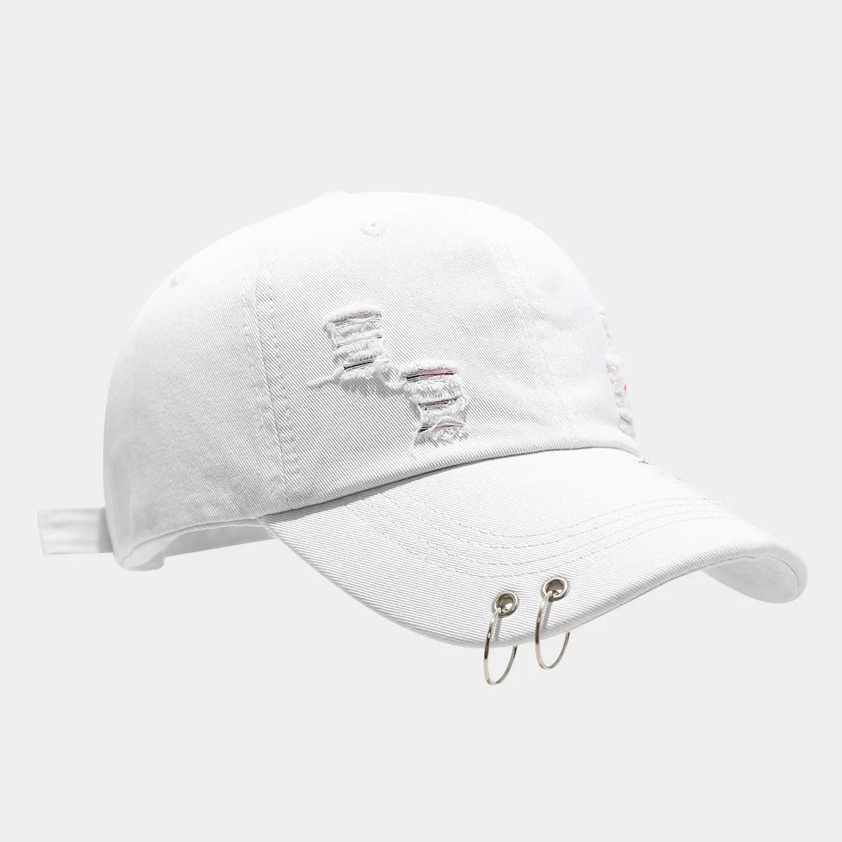 Men's adjustable denim peaked cap in street style with dome crown
