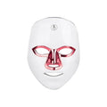 Rechargeable LED beauty mask with touch controls in white and gold colour.