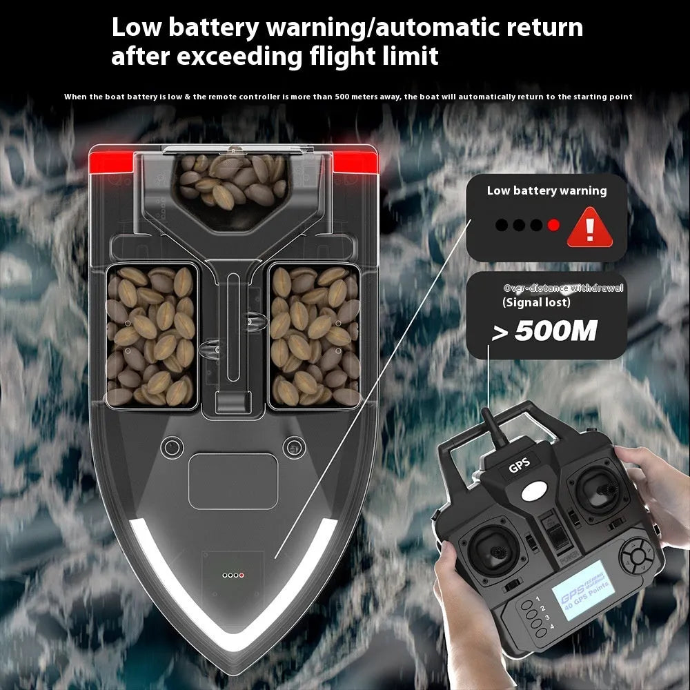 GPS remote control fishing boat with Beidou positioning system and LED lights
