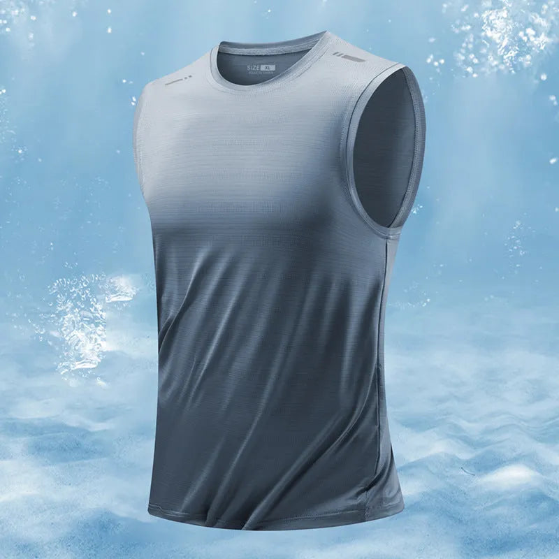 Men's loose fit bamboo fibre sports waistcoat vest in Lake Blue colour