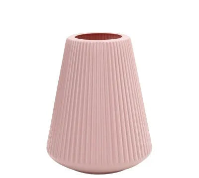 Colourful melamine plastic flower vase in blue, green, pink, or white, measuring 16 cm by 20 cm.