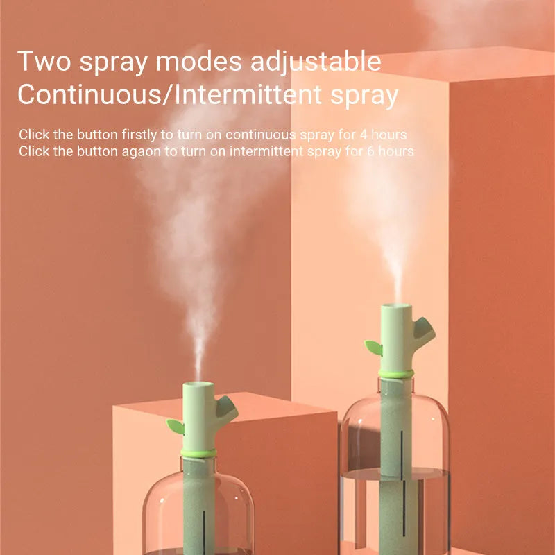 Transparent plastic portable USB humidifier with ultrasonic mist output and two spray modes