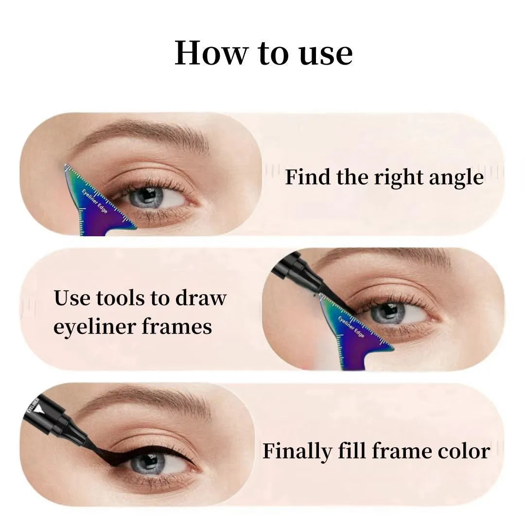 Pink and LaserFX 3-in-1 eyeliner stencils for hooded eyes with winged liner and contour templates