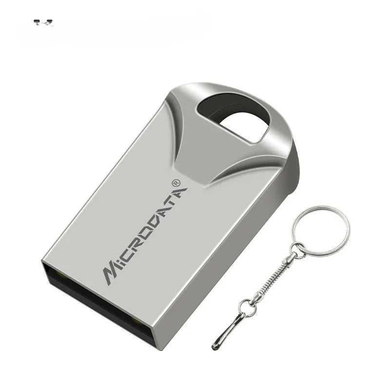 Silver metal car-shaped USB flash drive pendant on a necklace chain.