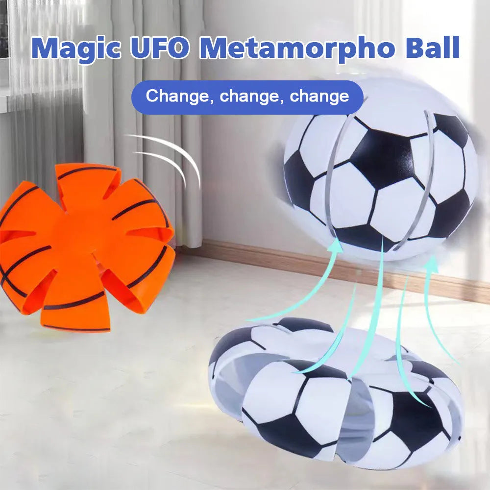 9cm diameter magic flying disc dog toy showing ball and disc transformation modes