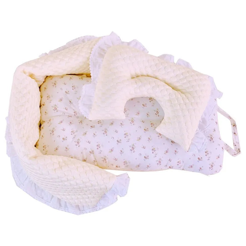 Pet stroller accessory set showing cotton towel, cushion and pillow in blue green apple colour
