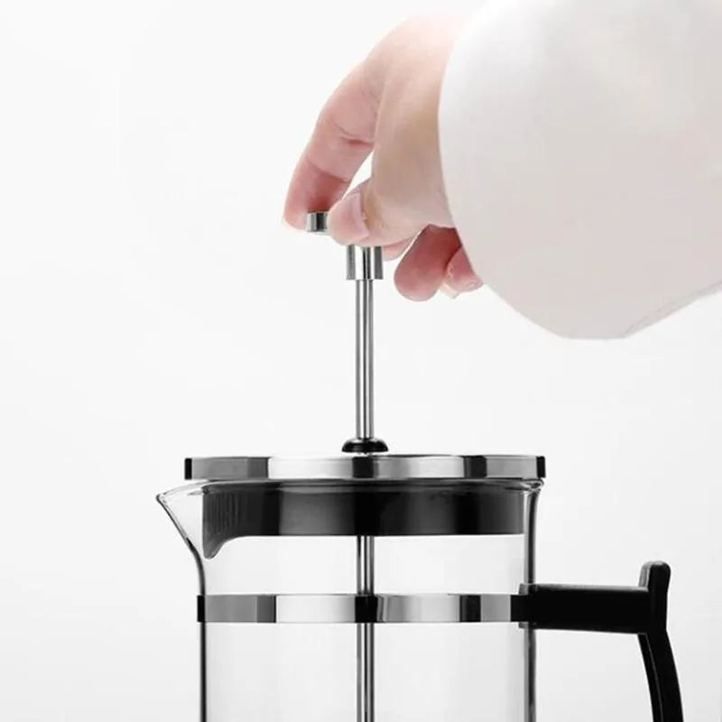 Compact glass and stainless steel manual pour-over coffee maker with 350ml capacity