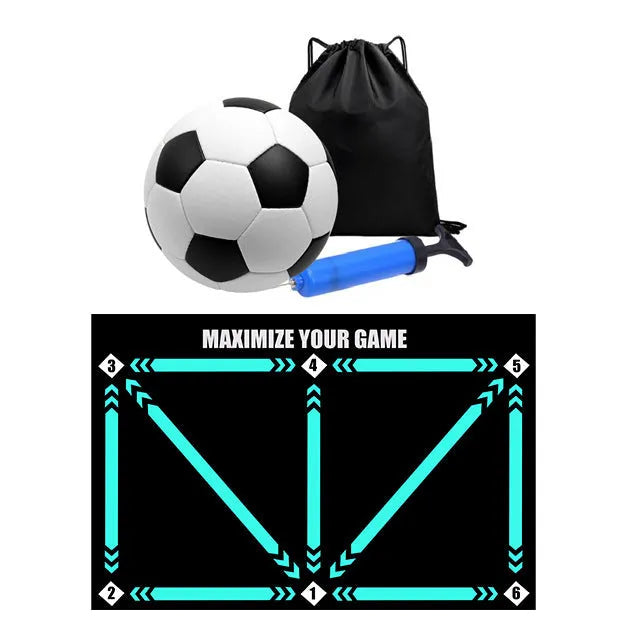 Indoor football skill lifting practice mat in cushion colour, made of rubber.