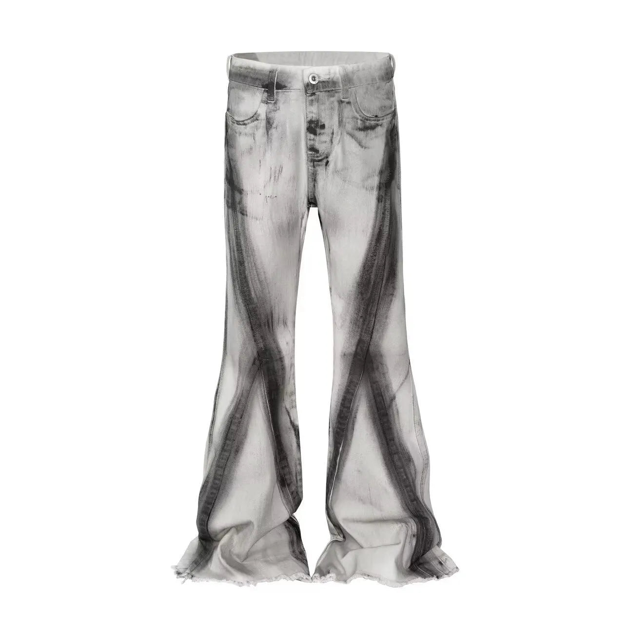 American street retro heavy rough selvedge jeans in black ribbon gradient colour with zip fly
