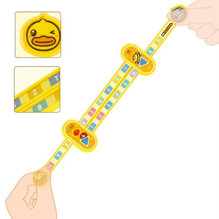 Yellow plastic cartoon digital decomposition ruler for children aged 3+ measuring 24.5cm