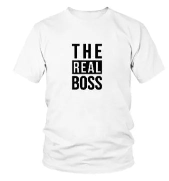 Man's loose fit round neck t-shirt with a graphic print, short sleeves, on a white background.