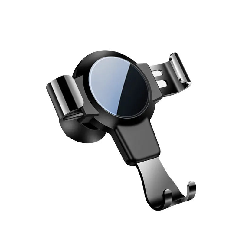 Black S4 ABS gravity mirror mobile phone bracket mounted on a car air conditioning vent.