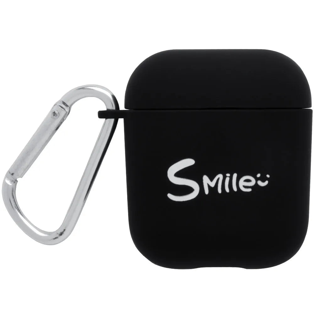 Black and pink PC AirPods case covers with flower love smiley face decorative designs