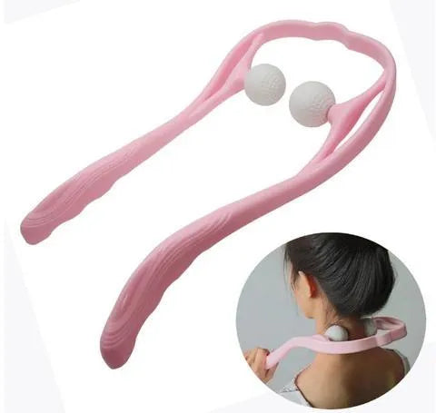 Blue plastic swan-shaped hand massager with adjustable stand and 3D floating point massage heads.