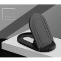 Adjustable plastic mobile phone stand in various colours holding a smartphone