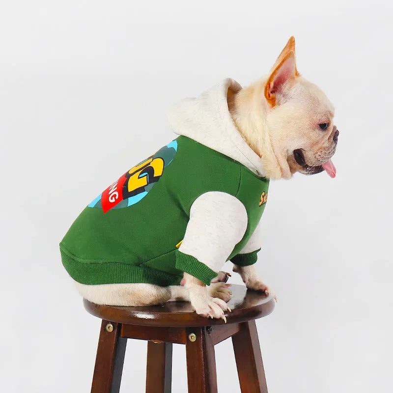 Green cotton dog clothing for autumn and winter seasons in sizes L XL 2XL 3XL 4XL