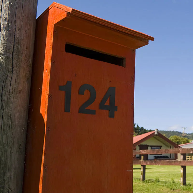 Black stainless steel sticky digital house number showing the character '5' at 7.5cm size