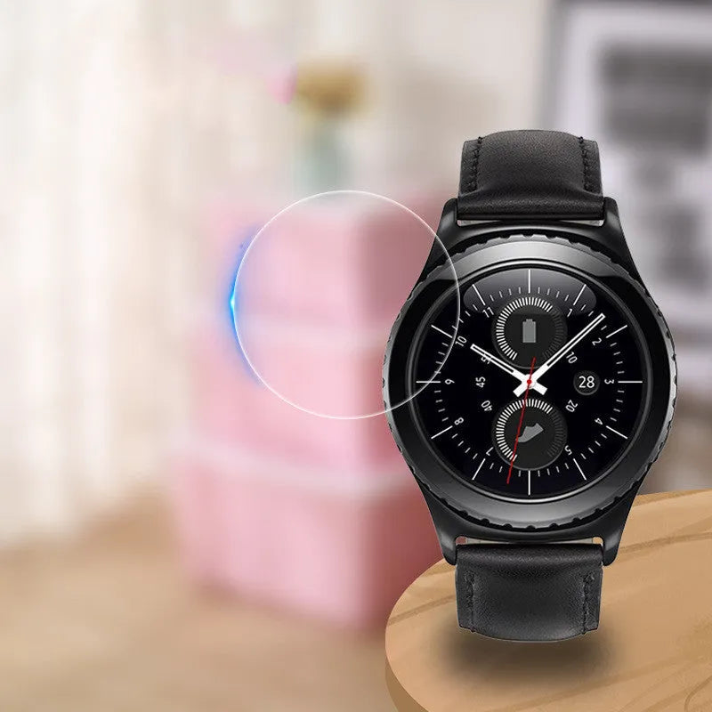 Samsung Galaxy Watch Active full screen tempered glass screen protector in transparent finish.