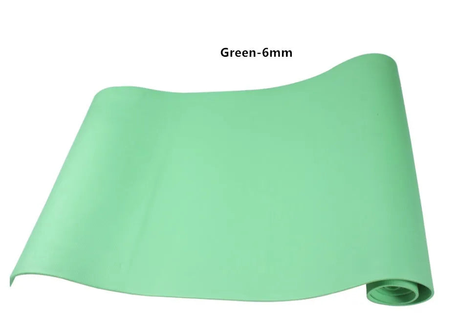 EVA fitness yoga mat in blue, showing its texture and thickness, rolled up with its OPP storage bag.