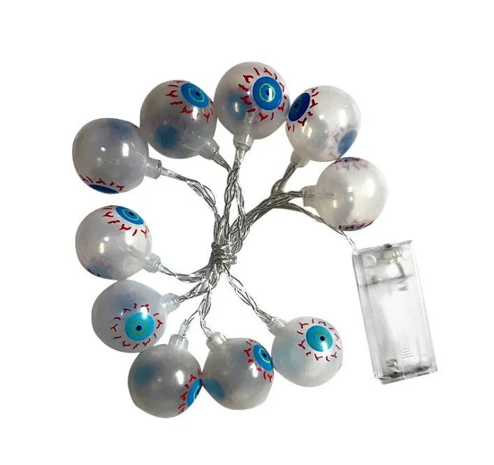 Halloween LED string lights with pumpkin lantern and ghost pendants on 1.2m cord