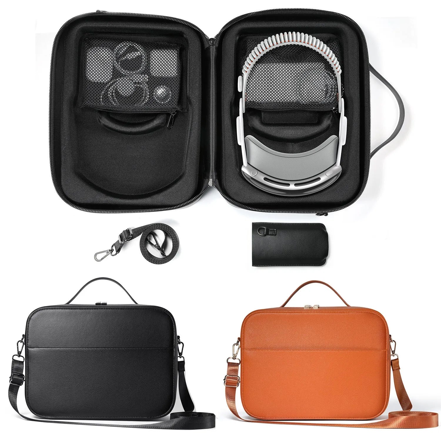 Black superfiber storage box for Apple Vision Pro MR glasses showing interior space.