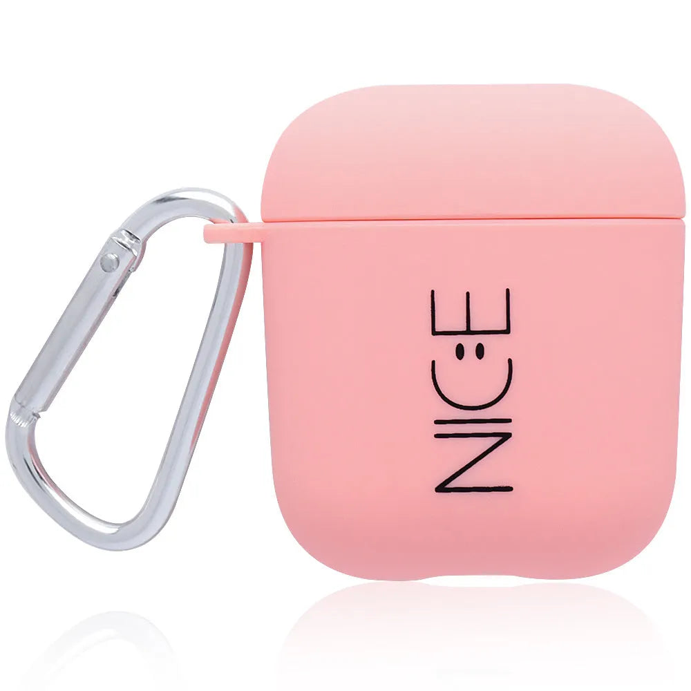 Black and pink PC AirPods case covers with flower love smiley face decorative designs
