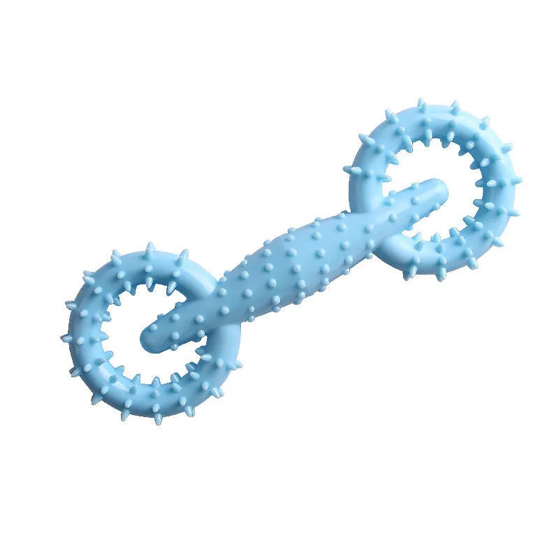 Blue TPR dog chew toy ring for teething puppies, 16cm diameter chew board