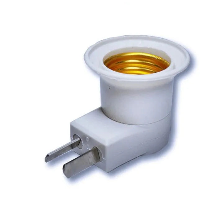 White E27 wall plug-in screw lamp holder with switch control for ceiling light conversion